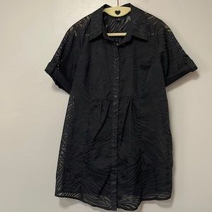Sheer black zebra print shirt dress. Sz small